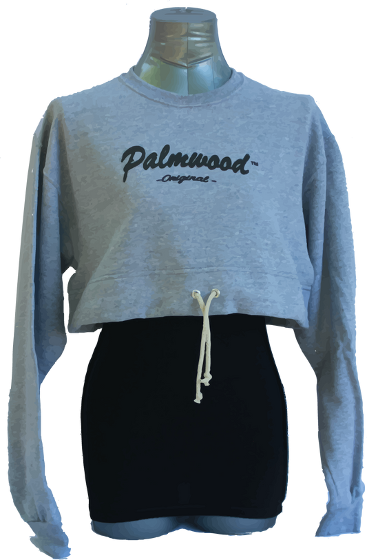 Women's Cropped Crewneck Sweatshirt with Drawstring