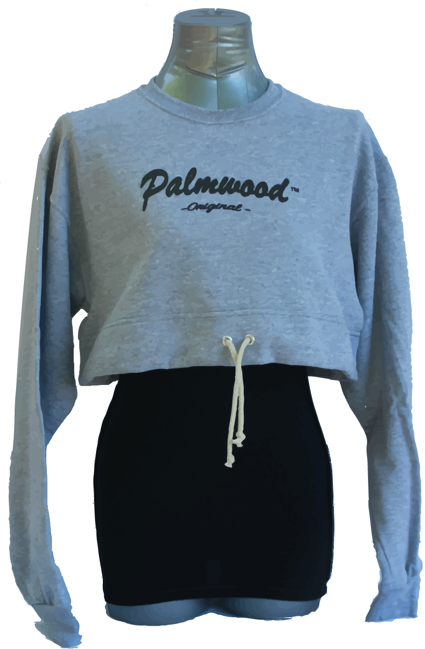 Women's Cropped Crewneck Sweatshirt with Drawstring